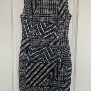 Calvin Klein Black and Gray Bodycon Midi Dress